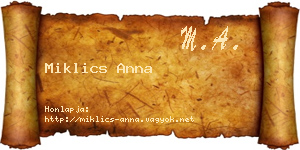 Miklics Anna névjegykártya